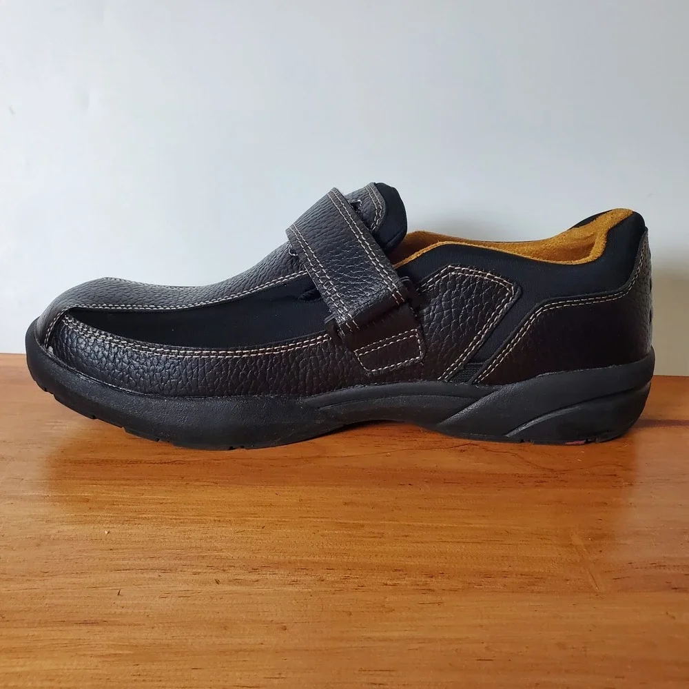 Men's Dr Comfort Douglas 11 XW Extra Wide Black Leather Slip On Diabetic Shoes